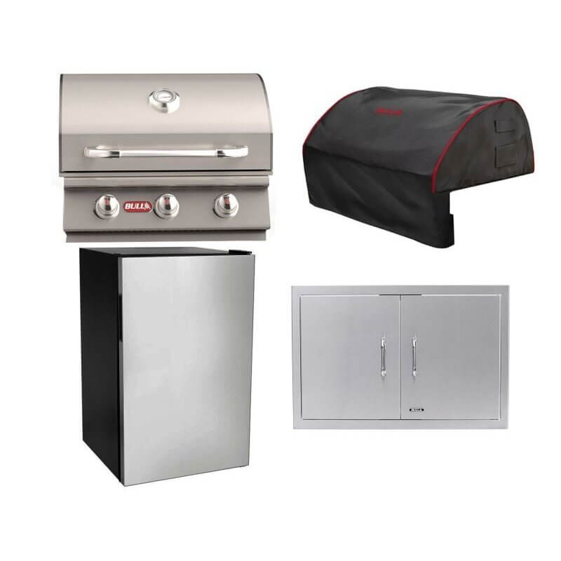 Bull 4-Piece Steer 25" 3-Burner Gas Grill Outdoor Kitchen Package