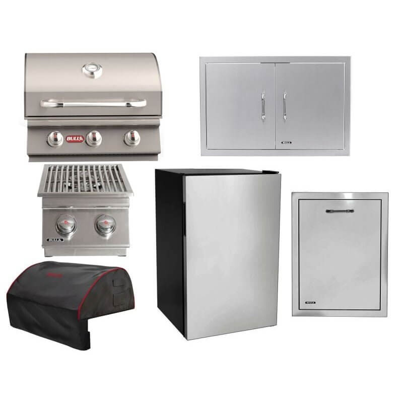 Bull 6-Piece Steer 25" 3-Burner Gas Grill Outdoor Kitchen Package