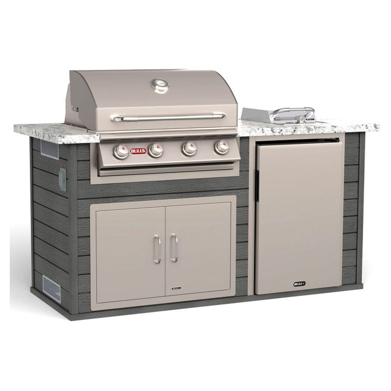 Bull 75-Inch Power Q Grill Island (Charcoal Base / White Granite Countertop)
