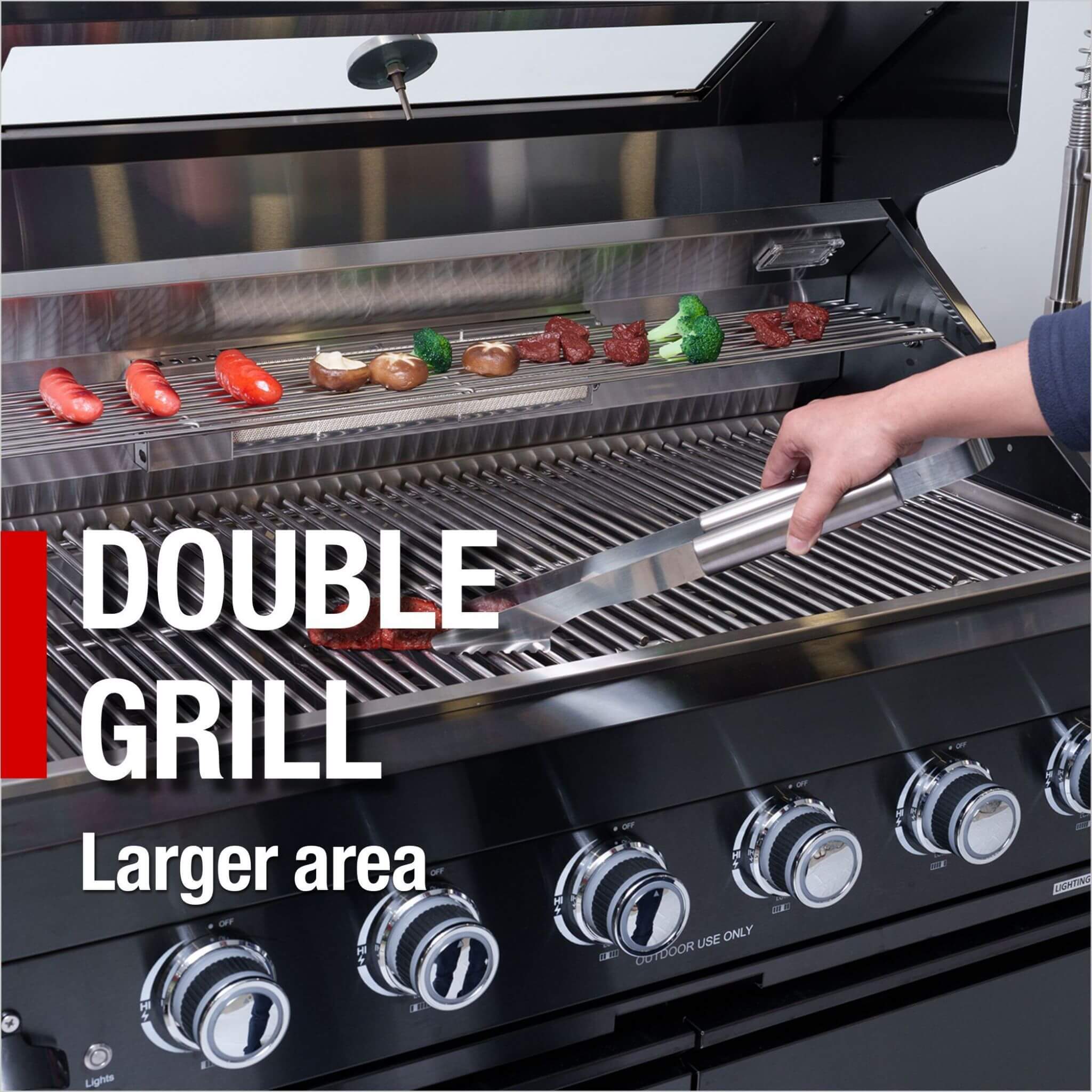 Castelle Flame Black Stainless Steel 4-Burner Gas Grill with Rotisserie Kit