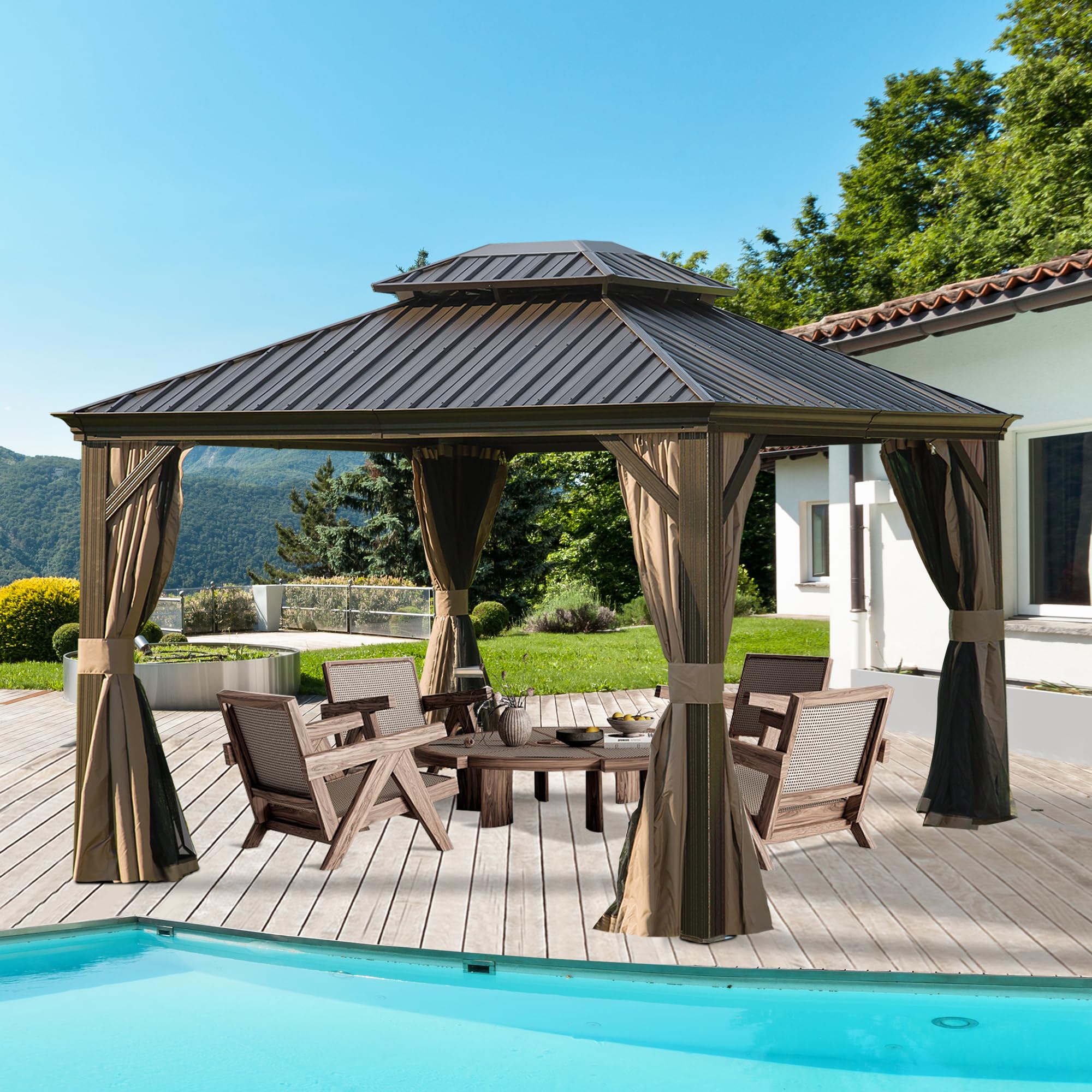 10' x 12' Hardtop Gazebo Permanent Metal Gazebo