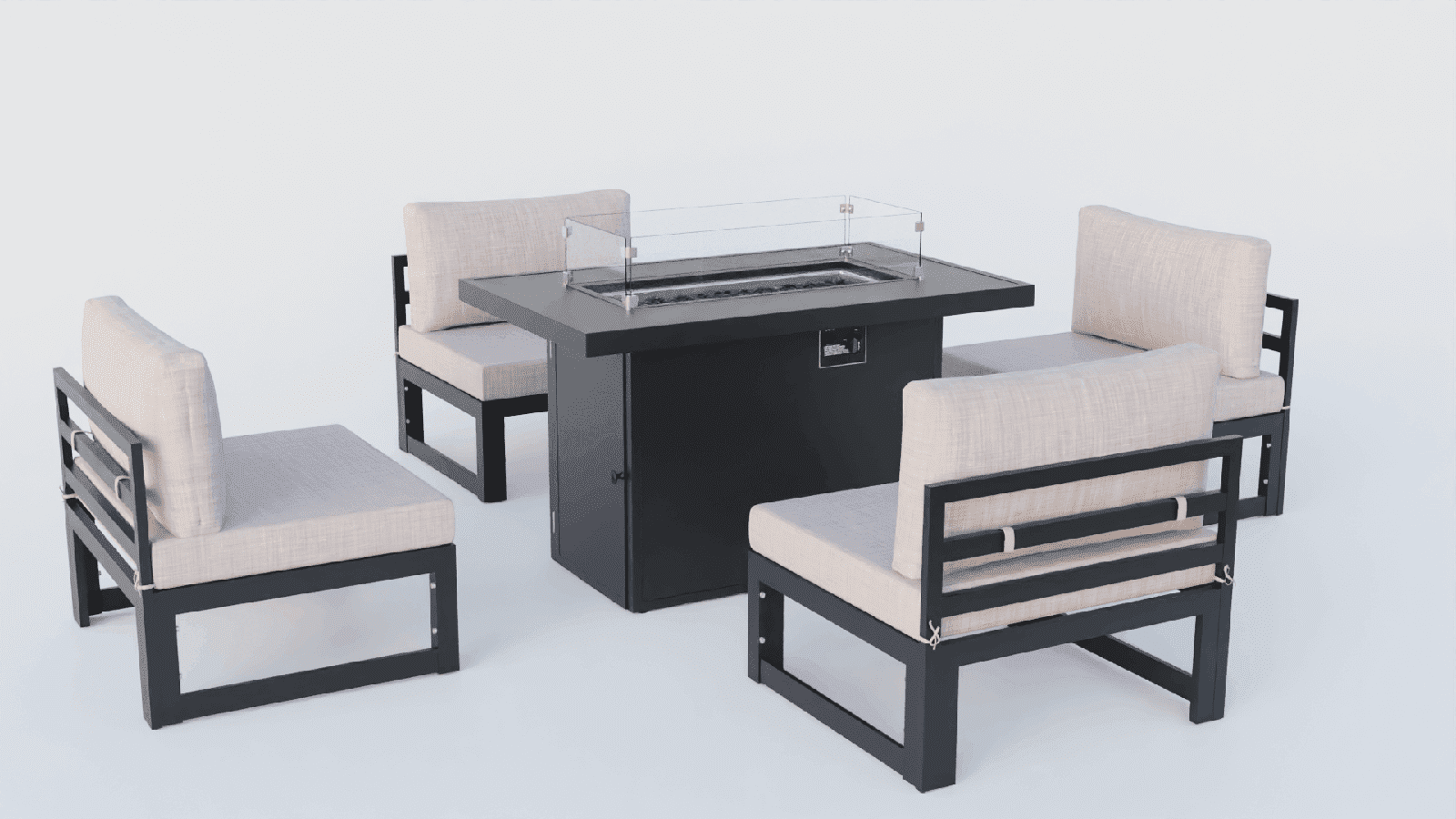 LeisureMod Chelsea 5-Piece Patio Set with Fire Pit Table