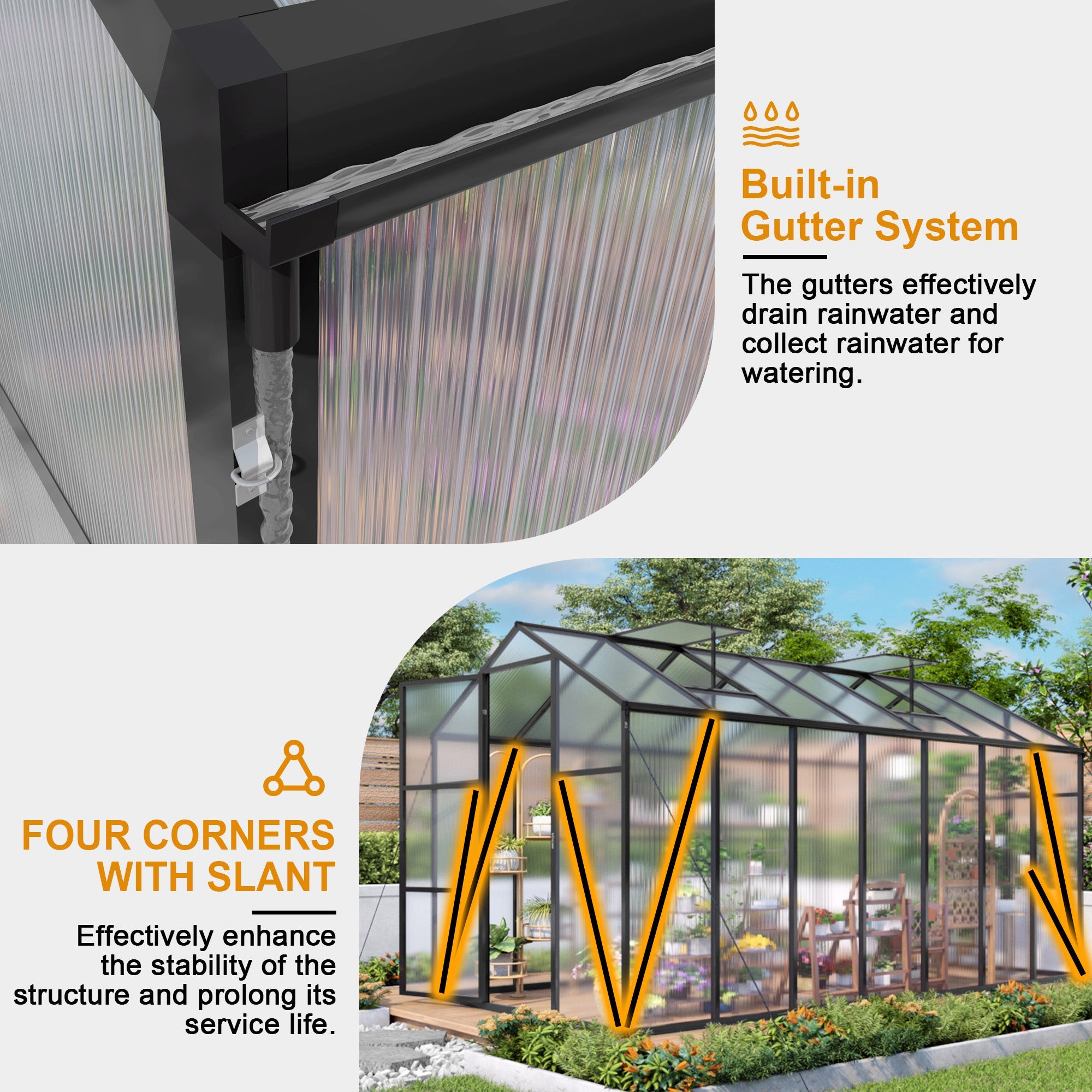 6x14FT Outdoor Greenhouse - Polycarbonate with Aluminum Frame