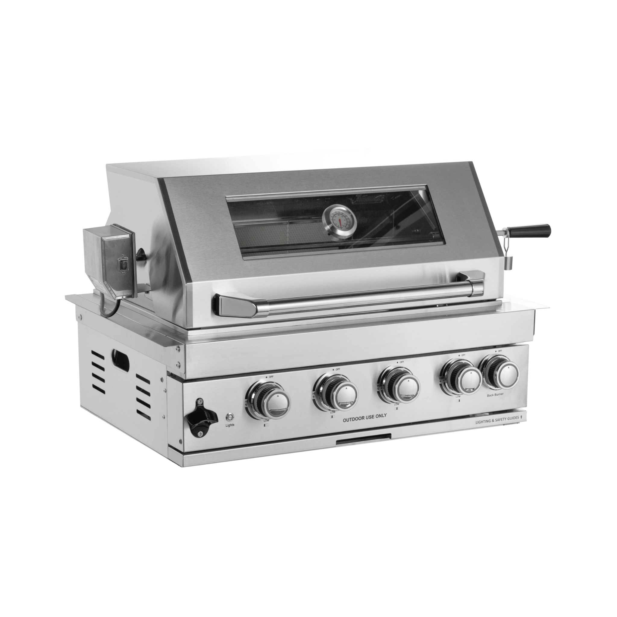 Premium Outdoor Kitchen with 32-Inch Built-In Stainless Steel Gas Grill, Ice Box, Door and Drawer Combo