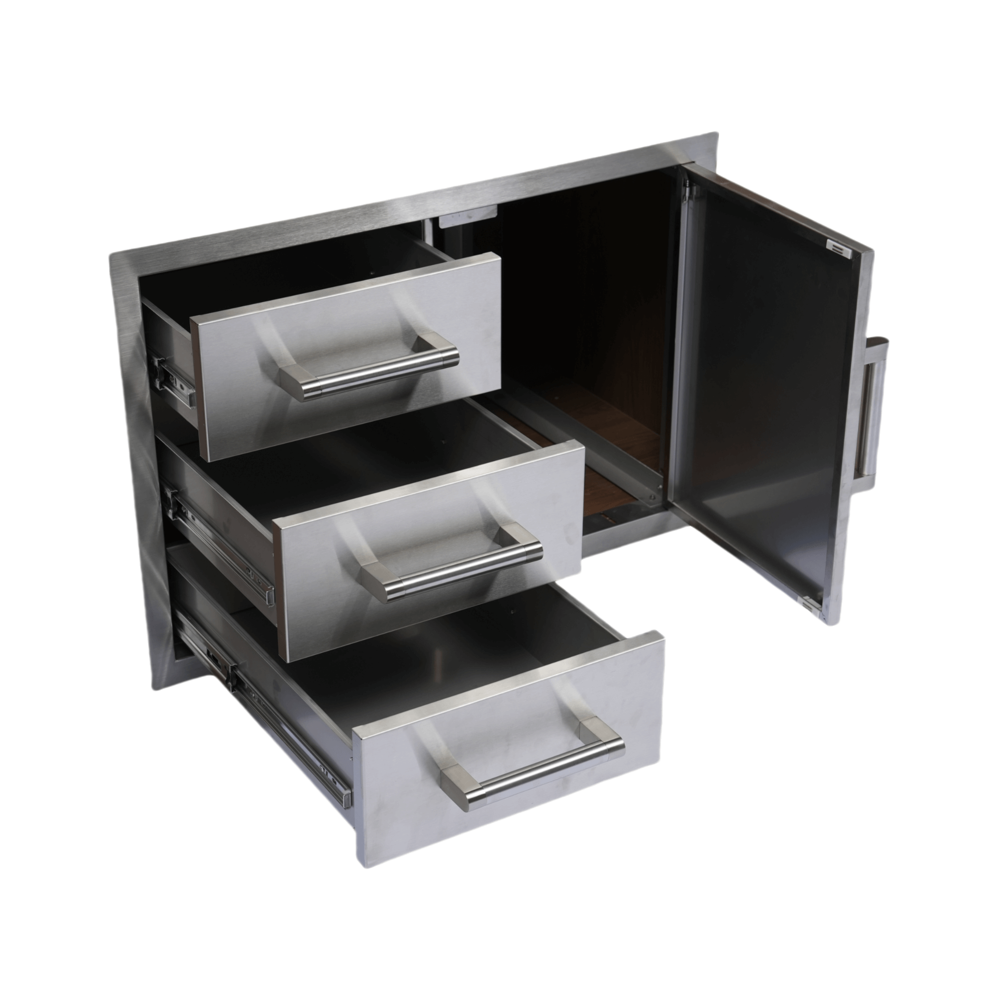 Premium Outdoor Kitchen with 32-Inch Built-In Stainless Steel Gas Grill, Ice Box, Door and Drawer Combo