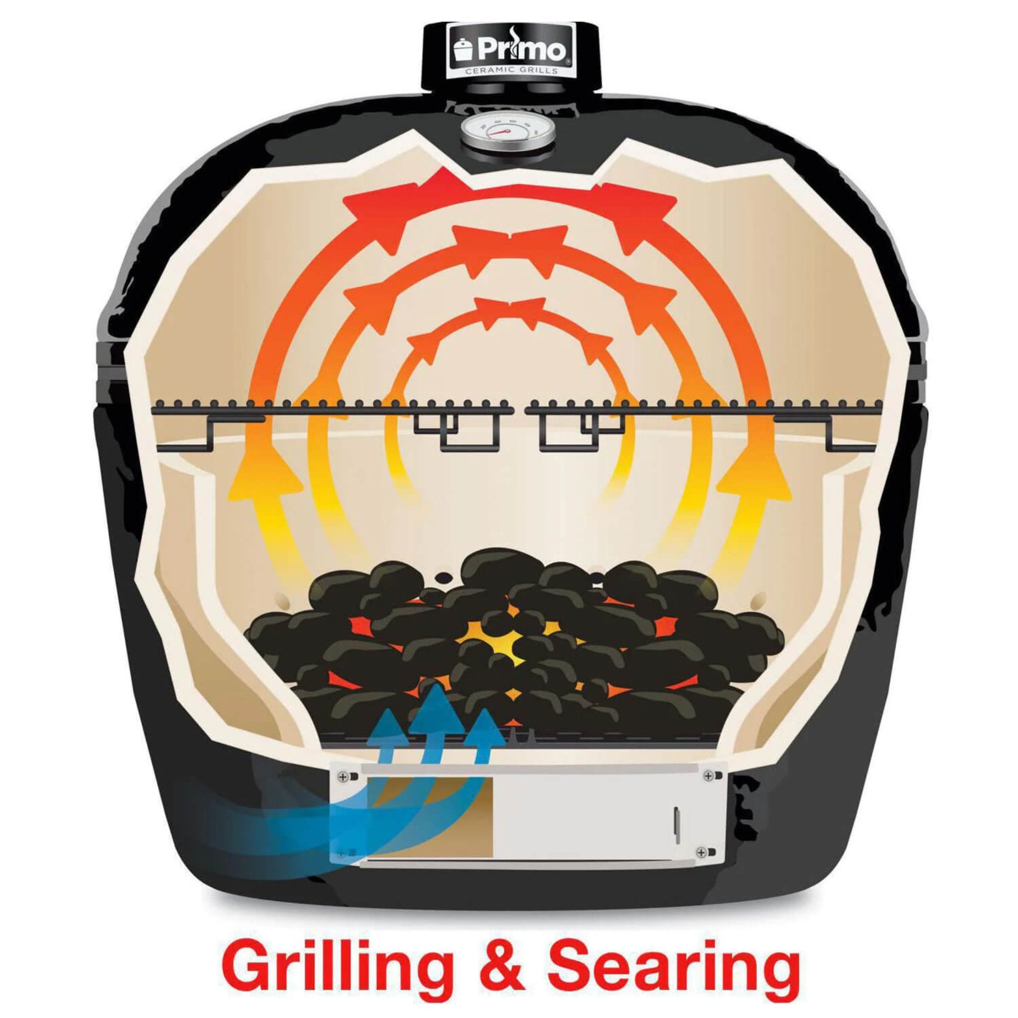 Primo Oval XL 400 Ceramic Kamado Grill with Stainless Steel Grates