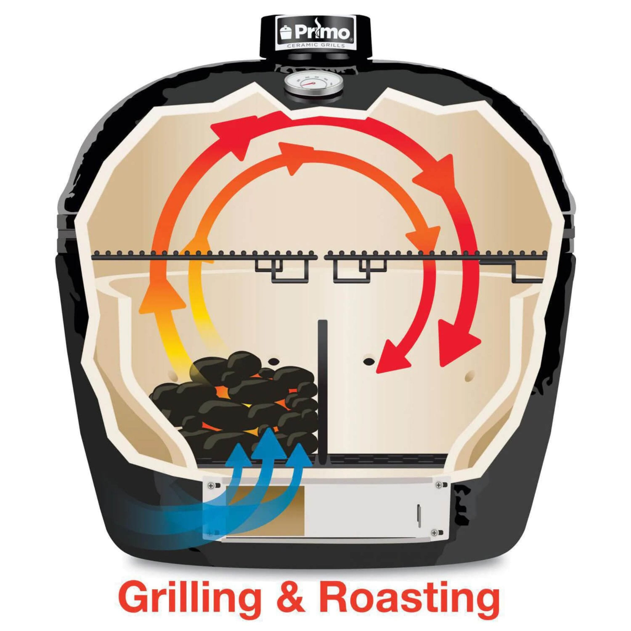 Primo Oval XL 400 Ceramic Kamado Grill with Stainless Steel Grates