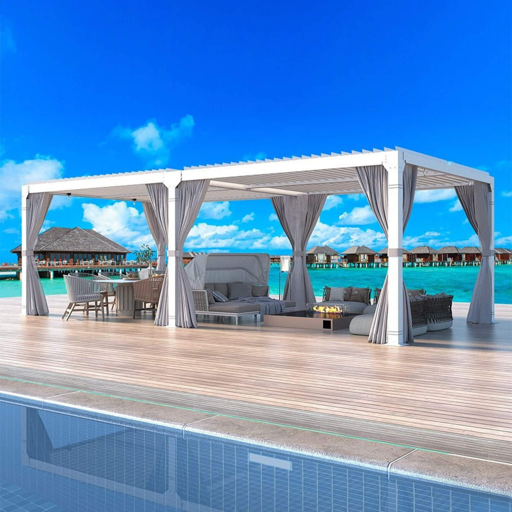 Alora 12 x 20 ft Outdoor Louvered Pergola with Adjustable Aluminum Roof