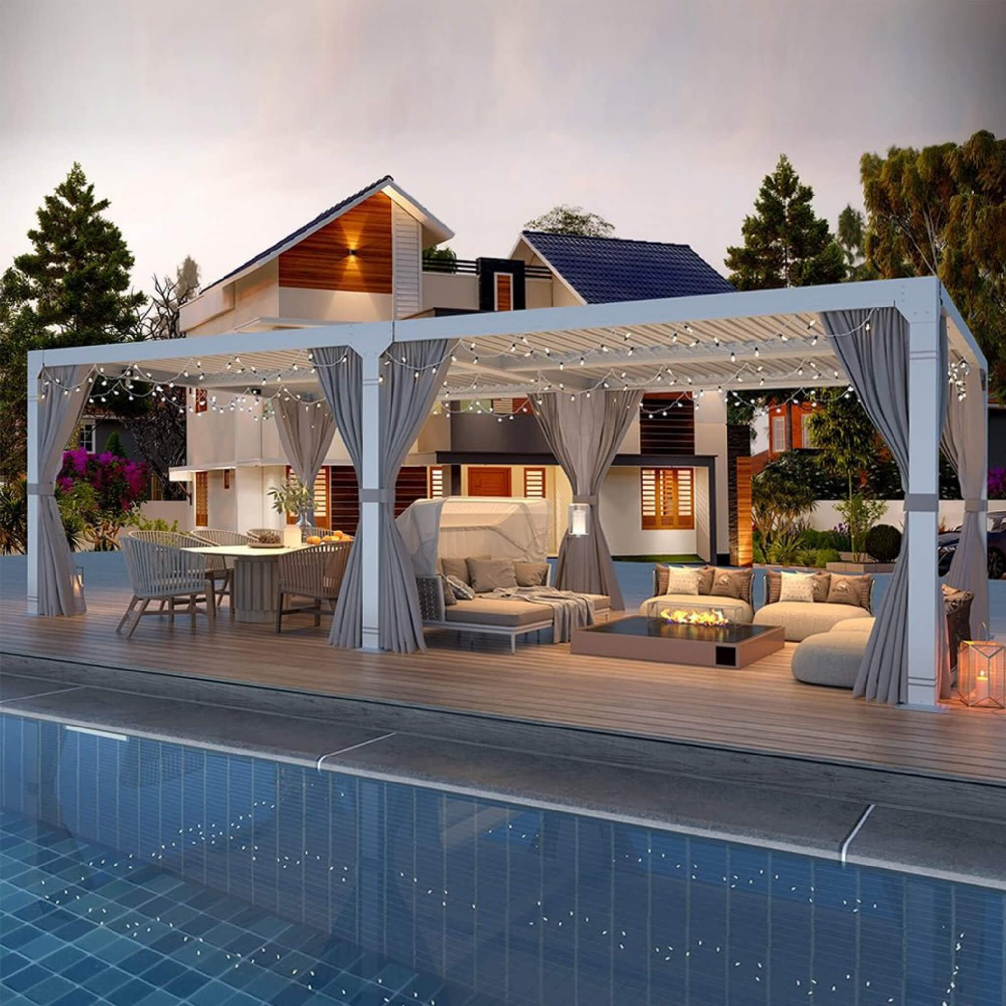 Alora 12 x 20 ft Outdoor Louvered Pergola with Adjustable Aluminum Roof